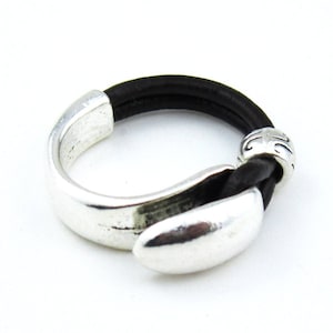 10set Finger Rings, Leather Rings, Half Rings Making, Half Hook Rings, Antique Silver - FH35