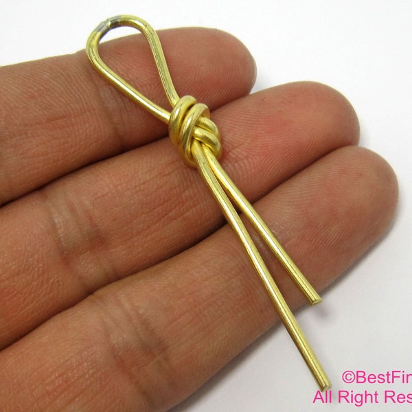 Brass pendant 62mm long knot Welded raw brass knotting earrings charms R190