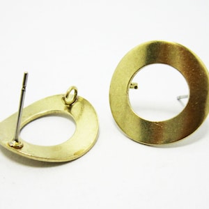 10pcs Stud Earrings, Round circle earrings, Earring supplies, Raw Brass ear studs, Earring Accessories, Jewelry making - R280