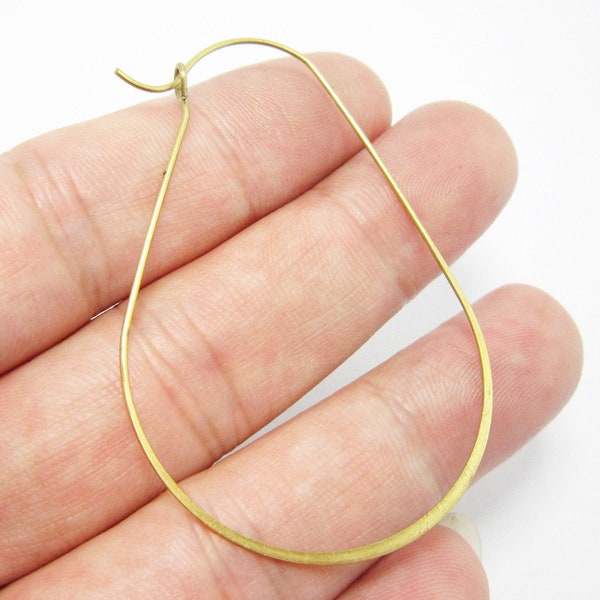 Hammered Oval Earring Wires, Brass Ear Wires, Earring Hoops, 53x36mm, Earring Findings, Jewelry Making - R952