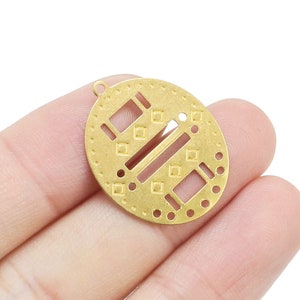 Oval Earring Charms, Geometric Brass Charm, Earring Findings, Religious Necklace Pendant, 26x20.5mm, Jewelry Making - R2477
