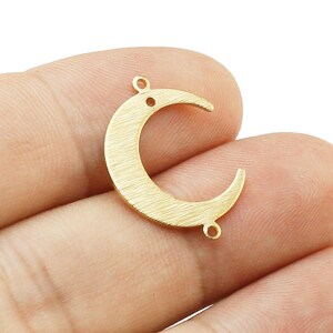 Crescent Moon Connector, Textured Earring Charms, Brass Charms For Jewelry Making, Earring Findings, 22x16.5mm -R1300