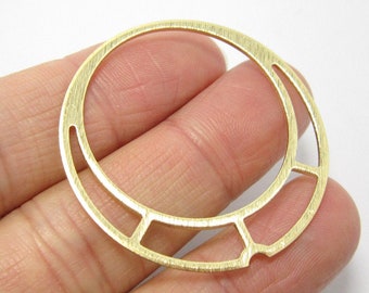 Textured Round Earring Charms, Round Circle Brass Charms, 38.5x1mm, Geometric Necklace Pendant, Jewelry Making - R1123
