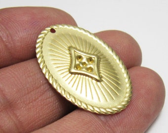 Oval Brass Charms, Star Pave Earring Pendant, Raw Brass Findings, 30x21mm, Necklace Pendant, Jewelry Making - R1631
