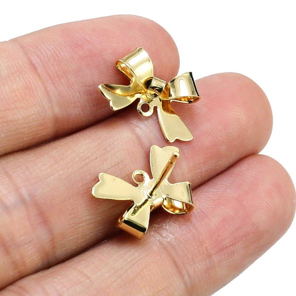 Gold Earring Posts, Bowknot Stud Earrings, Earring Connector, Bow Tie Earrings, Earring Findings, Jewelry Making - RP147