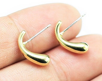 Drop Stud Earrings, Arched Earring Posts, 15.1x4.1mm, Brass Earrings, 925 silver needle, Jewelry Supplies - R901