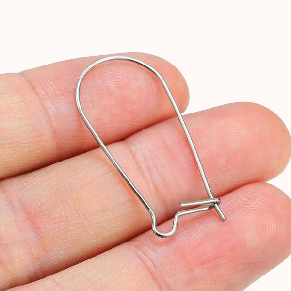 Earring Hooks, Stainless Steel Earring Wires, Kidney Ear Wires, 16mm 20mm 25mm 30mm 33mm 38mm, Earring Supplies, Jewelry Making - S023