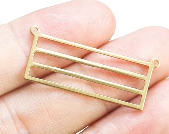 Rektangulär mässingskoppling, rektangulära örhängen med ram, länkkedja, 33x13,5 mm, örhängesdetaljer, smyckestillverkning - R2470