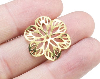 Brass Bead Caps, Rondelle Spacer Beads, Flower End Cap, Brass Charms, 21mm, Brass Findings, Jewelry Making - R2138