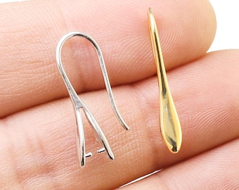 Teardrop Earring Wires, Earring Hooks with Bail, Earrings Making, Earring Findings, Jewelry Supplies, Real Gold Plated, 23mm -GH214