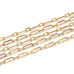 Łańcuch z ogniwami owalnymi, drut o krawędziach kątowych, łańcuszek spinaczowy, 6,8 x 2,2 mm 7 x 2,85 mm, surowy mosiądz, miedziany łańcuszek do naszyjnika, artykuły jubilerskie - RC12 RC18