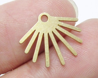 Colgantes para pendientes con flecos, colgante de latón en forma de abanico, componentes para pendientes, 16x14x0,9 mm, colgantes de latón en bruto, para la fabricación de joyas - R1355