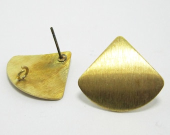 Textured Gingko Leaf Earrings, Brass Earring Post, 20.5x18.5mm, Earring Connector, Brass Findings, Jewelry supplies - R276