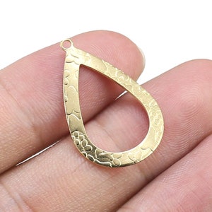 Textured Drop Pendant, Teardrop Earring Charms, 26x16.5mm, Earring Findings, Necklace Pendant, Brass Charms For Jewelry Making - R2287