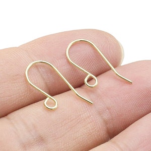 Einfache Ohrdrähte, Ohrring Haken, Messing Ohrdrähte, Ohrringe machen, Schmuck Zubehör, 20 mm, echt vergoldet - GH909