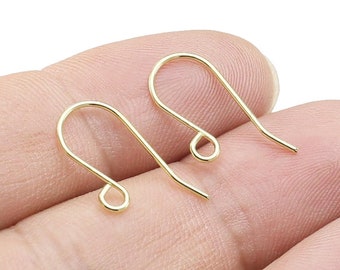 Einfache Ohrdrähte, Ohrring Haken, Messing Ohrdrähte, Ohrringe machen, Schmuck Zubehör, 21,5 mm, echt vergoldet -GH909