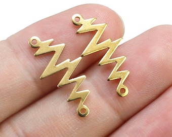 Brass earring charm heartbeat charm findings 22x11.7x0.9mm necklace connect R1566