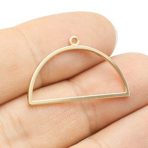 Half Round Connector, Semi Circle Earring Charms, Tassel Making, Blank Iron Charm, Jewelry Supplies, Gold Tone, 28.5x17.5mm - RP286