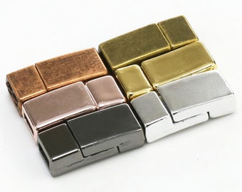 5 fermoirs magnétiques, fermoirs en cuir 6 mm, connecteur plat en cuir, 6x2 mm, fabrication de bracelets en cuir - FC36