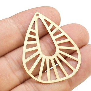 Filigraan druppelvormige hanger, getextureerde oorbelhanger, druppelvormige kettinghanger, doe-het-zelf sieraad, 42x33,3 mm, sieradenbenodigdheden -R2420 R2914