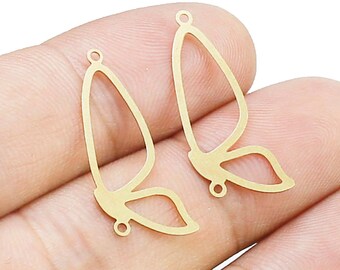 Colgantes con forma de alas de mariposa, conector de alas, colgante de latón para la fabricación de joyas, componentes para pendientes, 26,5 x 11 mm - R2466