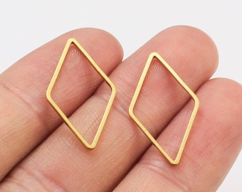 Rhombus Earring Charms, Diamond Brass Connector, Jewelry Making Charms, Geometric Earring Findings, 23x13.2mm - R769