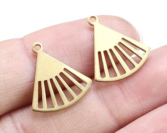 Colgantes de latón con flecos para pendientes, colgante de latón en forma de abanico, fornituras para pendientes, estampaciones de latón, 16,8 x 15 mm, fabricación de joyas - R1149