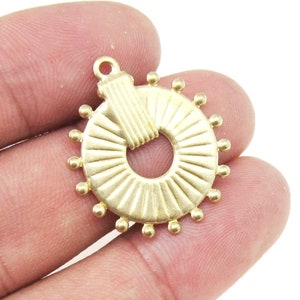 Brass Sun Charm, Hammered Brass Charm, 27x24.7x1mm, Dangle Earring charm, Brass findings, Jewelry making - R1558