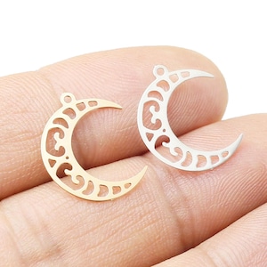 Cresecent Moon Charm, Moon Phase Earring Charm, Brass Charm For Jewelry Making, Earring Findings, 18x14.5mm -RP306