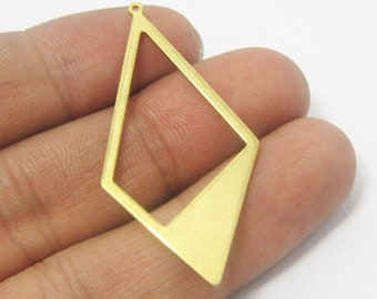 Brass Rhombus Charms, Diamond Earring Charms, 46x23mm, Earring Accessories, Necklace Pendant, Jewelry Making - R562