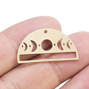 Moon Phase Earring Charm, Semi Circle  Connector, Half Round, 28.8x15.6mm, Southwestern  Findings, Raw Brass, Jewelry Supplies -R2203