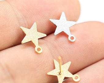 Bling Star Ear Stud, Trendy Earring Posts, Earrings Making, Real Gold Plated, Jewelry Supplies -GS273
