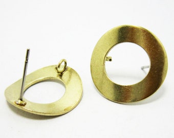 10pcs Stud Earrings, Round circle earrings, Earring supplies, Raw Brass ear studs, Earring Accessories, Jewelry making - R280