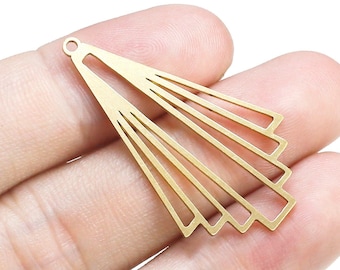Colgante de latón con flecos para pendientes, conector de latón, colgante para collar, 37,6 x 21,3 mm, componentes para pendientes, fabricación de joyas - R2476