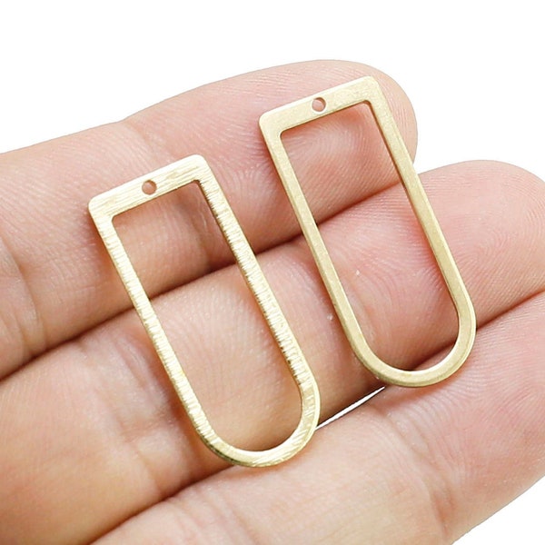 D Shaped Earring Charm, Arched Brass Connector, Textured Geometric Earring Findings, 30x12.8mm, Brass Charms For Jewelry Making - R565 R2399
