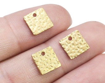 Hammered Square Earring Charm, Brass Square Charms, 8.8x1mm, Geometric Earring Findings, Jewelry Making - R2174