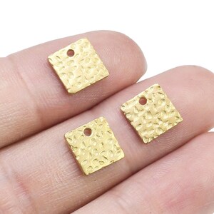Hammered Square Earring Charm, Brass Square Charms, 8.8x1mm, Geometric Earring Findings, Jewelry Making - R2174