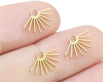 Colgante de latón con flecos, colgantes para pendientes, forma de abanico, borla de latón natural, componentes para pendientes, 8 x 13 mm, para la fabricación de joyas - R2078 R699