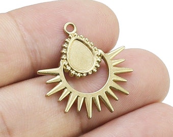 Drop Earring Charms, Sun Moon Brass Hanger, 24.7x23.6x1.6mm, Oorbel Bevindingen, Ketting Hanger, Sieraden Maken - R2373