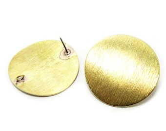 Textured Round Earring Studs, Brass Earrings, Round Earring Post, 30mm, Earring Supplies, Jewelry Making - R281 R1620