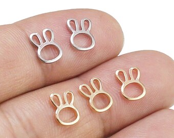 Dije de conejito de latón, conejo de Pascua, accesorios para pendientes, adorno DIY, plata/oro, accesorios Breloque, 9 x 6,5 mm, suministros de joyería - RP172 RP173