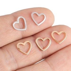 Heart Link Connector, Heart Earring Charms, Silver / Gold tone, Heart Findings, Jewelry making Supplies, 10x8.8mm - RP188