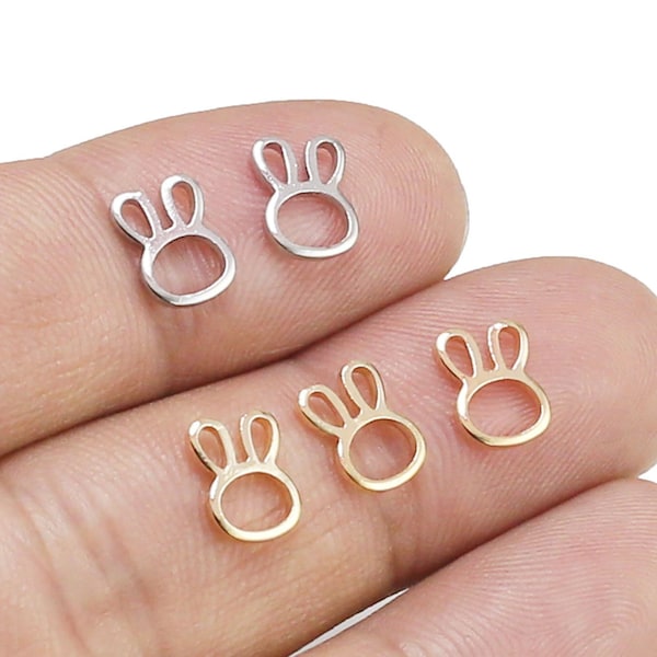 Dainty Bunny Charms, Easter Rabbit Charm, Earring Charms, Silver / Gold Tone, Breloque Brass Findings, 9x6.5mm, Jewelry Making - RP172 RP173