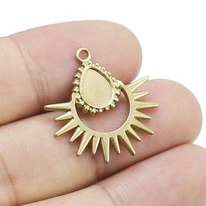 Drop Earring Charms, Sun Moon Brass Pendant, 24.7x23.6x1.6mm, Earring Findings, Necklace Pendant, Jewelry Making - R2373