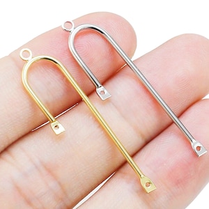 Arched Wire Connector, Earring Charms For Jewelry Making, U Shaped, Earring Findings, Real Gold Plated - G066 G181