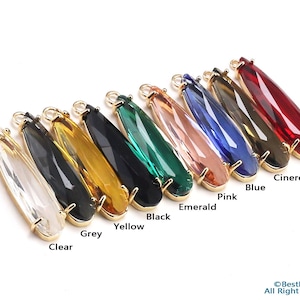Crystal Drop Charm, Birthstone Charms, Faceted Teardrop Earring Charms, Gemstone Pendant, 32.8x8mm, Gone Tone, Jewelry making -RP166