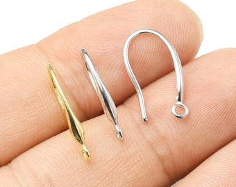 Alambres para pendientes en forma de lágrima, ganchos para pendientes, fabricación de pendientes, alambres de latón, chapados en oro auténtico, 19 mm, suministros de joyería - GS232