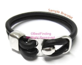 5pcs Open Hook Clasp, 4mm Round Leather Clasps, Buckle Hooks, Leather Bracelet Making, Jewelry Supplies -RH42