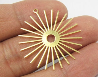 Brass Sun Charm, Sunburst Pendant, Earring Findings, 32x30x0.65mm, Brass Charms For Jewelry Making, Earring Embryo -R798