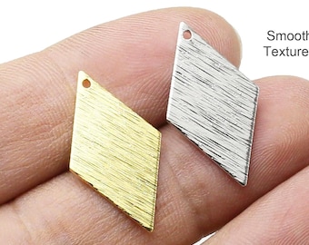Getextureerde ruithanger, oorbelbedels voor het maken van sieraden, geometrische oorbellen, 25 x 14 mm, echt verguld - G215 G247